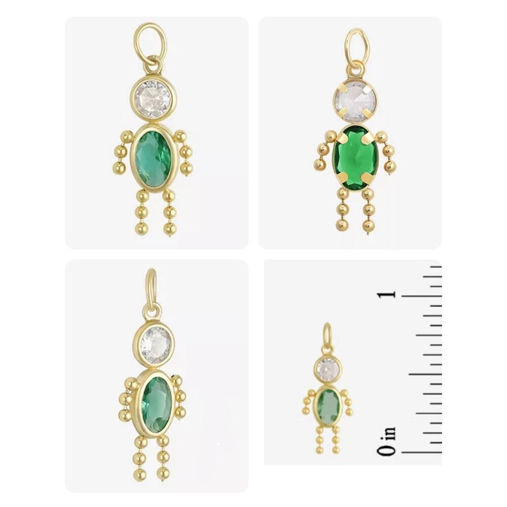 Set of 3 - 14K Yellow Gold Birthstone Baby Child Charms - Picture 14 of 16